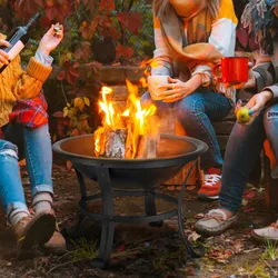 Yaheetech Ø 54cm Feuerschale mit Funkenschutz, Outdoor Feuerstelle Feuerkorb, Fire Pit, Feuerschalen für Garten, Heizung oder Terrasse