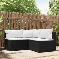 vidaXL Polyrattan Lounge-Set 3-tlg. schwarz inkl. Kissen 319732