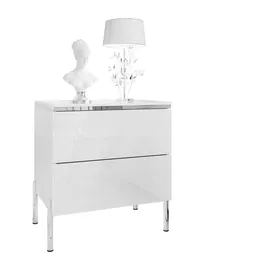 lookway Nachtschrank Aurora II 50 x 54 x 37 cm Silber/Weiß