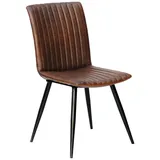 Massivmoebel24 Polsterstuhl Leder braun