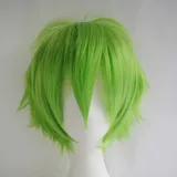 Gairyan Perücke Grün Kurze Perücke Anime Cosplay Wig Perücke Damen Perücke Herren kinder Unisex Synthetische Gerade Perücken Halloween Kostüm Perücke Karneval mit Perückenkappe, Hellgrün