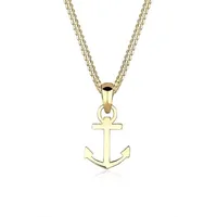 ELLI PREMIUM Kette mit Anhänger »Halskette Anker Heimatsymbol 585 Gelbgold«, goldfarben