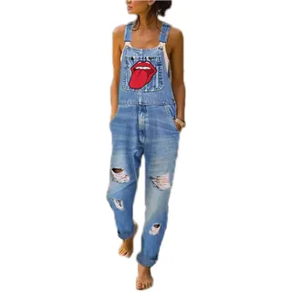 Godoboo Damen Latzhosen Denim Jumpsuit Slim Jeanslatzhose Overall Jumpsuit Playsuit Jeans Hosenanzug Damen Jeanslatzhose - XL