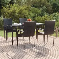 VidaXL 5-tlg. Garten-Essgruppe Schwarz Poly Rattan
