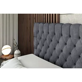 altdecor BOXBETT mit Matratze und Lattenrost, - SERENE - 160x200 - H4 - Dunkelgrau