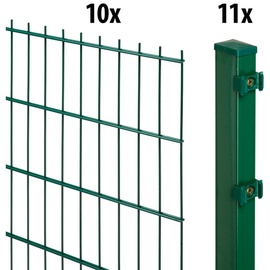 GARDEN 'N' MORE Doppelstabmattenzaun "Excellent" Zaunelemente Gr. H/L: 200 cm x 20 m H/L: 200 cm x 20 cm, grün Zaunelemente