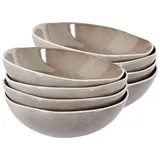 Beliani Set aus 8 tiefen Tellern Pastaschale Steingut Kaolin Handgemacht Reaktive Glasur Grau Costmary