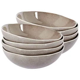 Beliani Set aus 8 tiefen Tellern Pastaschale Steingut Kaolin Handgemacht Reaktive Glasur Grau Costmary