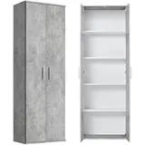 mokebo Mehrzweckschrank, Grau, Holzwerkstoff, 4 Fächer, 60x180x34 cm, Waschküche, Mehrzweckschränke