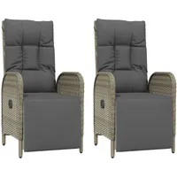 vidaXL Polyrattan Relaxsessel 57 x 62,5 x 109 cm schwarz 2 St. inkl. Kissen