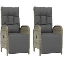 vidaXL Polyrattan Relaxsessel 57 x 62,5 x 109 cm schwarz 2 St. inkl. Kissen