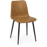 Esszimmerstuhl Kyra aus Kunstleder und Metall, modern, cognac-braun, stabiles 4-Fuß-Gestell