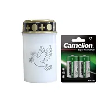 Fachhandel Plus Grabkerze LED Grablichter mit Batterien - verschiedene Motive in rot und weiß, inkl. Batterien sind die LED Grabkerzen sofort einsatzbereit weiß