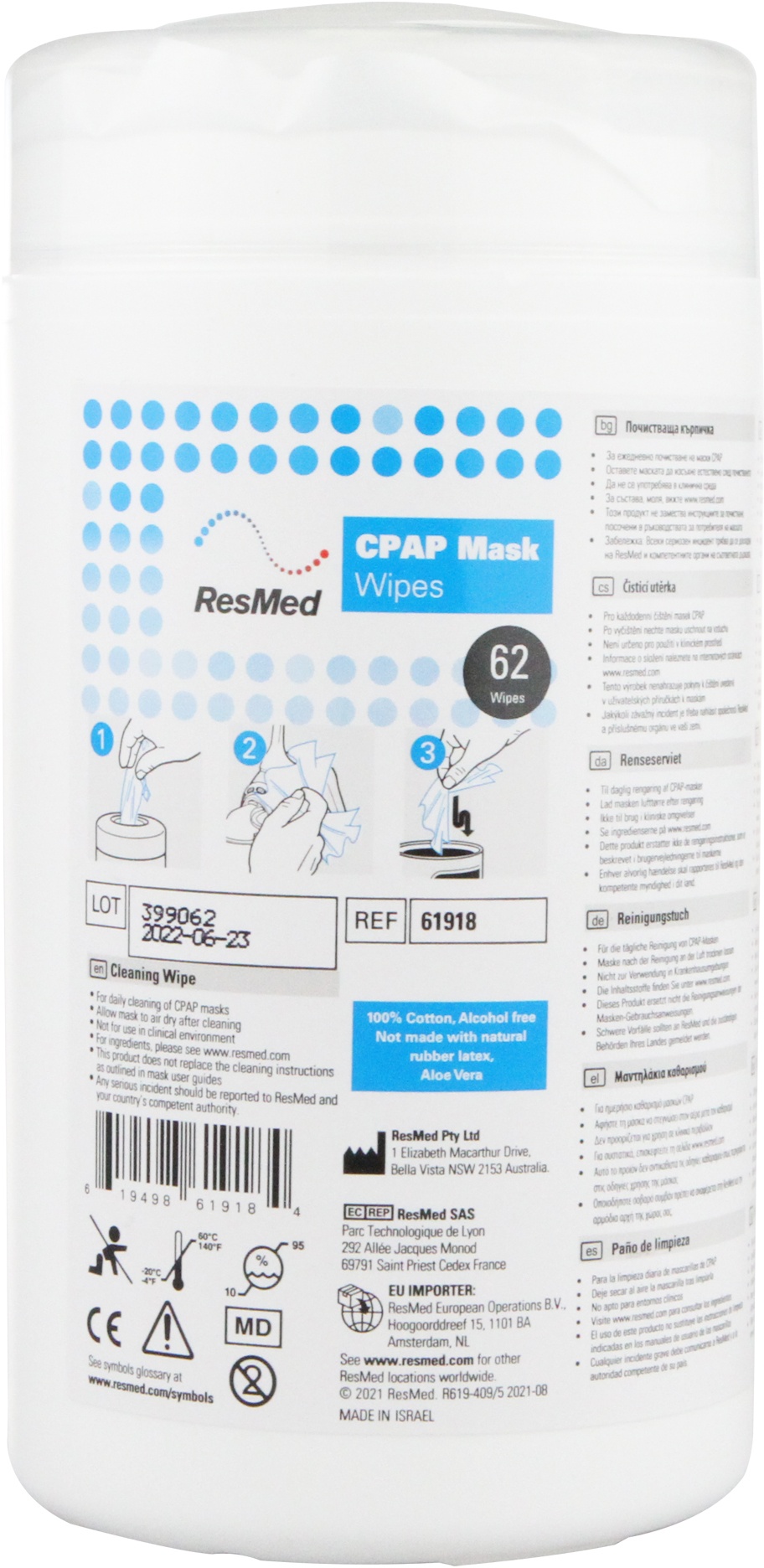 ResMed CPAP-Masken Reinigungstücher