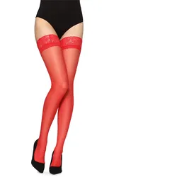 Damen transparent Strümpfe MS-200 - Rot - XL-XXL