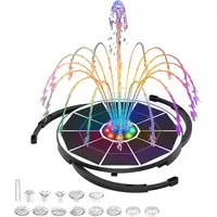 AISITIN 5,5W LED Solar Springbrunnen für Außen mit Fernbedienung, Buntes LED Solar Teichpumpe mit 3000 mAh Batterie, Solarbrunnen für Draussen mit 8 Fontänenstile Wasserpumpe für Garten,Vogelbad,Teich