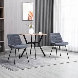 Homcom 2er Set Esszimmerstuhl Küchenstuhl Polsterstuhl mit Rückenlehne, Samt,