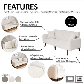 Jahnke Schlafsofa JAHNKE "CHILLAX DOT", sanftes weiß, B:191cm H:83cm T:84cm, Sofas, Schlafsofa, mit Relax-und Schlaffunktion, inkl. Kissen, Breite 191 cm