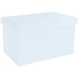 Intirilife Faltbare Sitzbank 49x30x30 cm in SCHNEE WEIß - Sitzwürfel mit Stauraum und Deckel aus Stoff mit Mulden - Sitzcube Fußablage Aufbewahrungsbox Truhe Sitzhocker