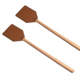 PW TOOLS PU Leder Fliegenklatsche, Fliegenklatsche 2 Stück, Fliegenklatsche Stabil, Fly Swatter, Mückenklatsche, Spidercatcher, Küche Fliegenklatsche, Mit Langem Holzgriff