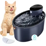 Trinkbrunnen für Katze Kabellos Katzenbrunnen mit Bewegungsmelder 2,5 L Leiser Katzen Trinkbrunnen mit Aktivkohlefilter 4000mAh Akkukapazität Trinkbrunnen für Katzen Schwarz