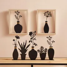 Frank Flechtwaren Dekoboard Vasen, Metall, Mattschwarz, Papierschnur Maße: 40 x 6 x 27 cm