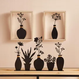 Frank Flechtwaren Dekoboard Vasen, Metall, Mattschwarz, Papierschnur Maße: 40 x 6 x 27 cm