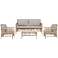 Neel Sofa-Set Polyrattan 4 Teile mit Kissen natur. - Weiß