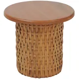 Mendler Beistelltisch HWC-P15, Sofa-/Couchtisch Loungetisch Wohnzimmertisch Pflanzentisch Tisch, Mahagoniholz Rattan rund Ø44cm