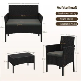 Yaheetech Gartenmöbel Set 4-tlg. Schwarz/Grau