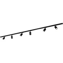 Briloner Rail Komplettset, 6x GU10 Spots schwenkbar, Einspeisung, Lichtschienensystem Decke, Strahler Schiene, Deckenlampe, Deckenleuchte, Spotlight, 2,25m, Schwarz