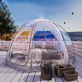 SAIYERUS Iglu-Zelt Bubble Garden Dome Bubble Tent, wetterfestes wasserdichtes Ber-Large Transparent TPU Instant Pop Up Gazebo mit LED-Licht, 8-10 Personen Camping Party Hochzeit (Grau 3,6x3,6x2,2 m)