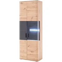 Livetastic Vitrine Kigali, Anthrazit, Eiche, Metall, 3 Fächer, 70x198x37