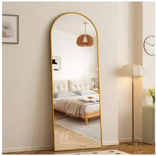 WDWRITTI Standspiegel Ganzkörperspiegel Oval Weiß Schwarz Gold Alurahmen 160x50 150x50cm (5mm HD Spiegel, mit Sicherheitsfolie), für Wohnzimmer Schlafzimmer Flur Badezimmer goldfarben Gold groß | 50 cm x 150 cm x 2 cm