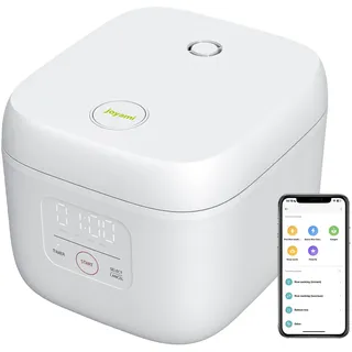 joyami Mini Smart Reiskocher 0,8L Antihaftbeschichtung Topf 6 Schalen für 1-3 Personen Warmhalten Vorwahlmodus, Weiß