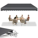 UISEBRT Markise Balkon 400x300cm - Gelenkarmmarkise Klemmmarkise Sonnenmarkise Sonnenschutz, Dunkelgrau