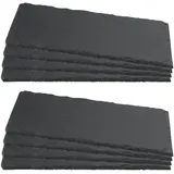 ZEONHEI 8er Set 25 x 12 cm Rechteckige Schieferplatten, Servierplatten aus Schiefer, Schiefer Tischuntersetzer Schieferplatte für Buffet, Servieren, Deko, Schwarz