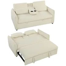 Homcom Schlafcouch Polyester 2-Sitzer Beige