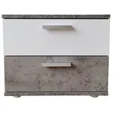 Hti-Living HTI living Nachtschrank Beton Weiß mit 2 Schubladen Nina Nachttisch Nachtkommode Nachtkonsole