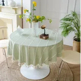 FANIVIN Cotton Linen Tischdecke Tischtuch Tischwäsche Couchtisch Küchen tischabdeckung Tafeltuch Rund Grün Durchmesser 180cm