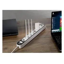 Sygonix Steckdosenleiste 1,40 m Schwarz/Weiß 1 St.