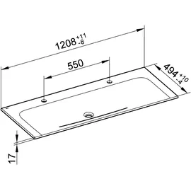 Keuco X-Line Doppelwaschtisch 120,5 x 49,3 cm (33180311202)