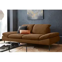 2,5-Sitzer W.SCHILLIG "enjoy&MORE", braun (chocolate s37), B:232cm H:87cm T:110cm, Chenille-Flachgewebe R66 (85% Polyester, 15% Nylon);Longlife Xtra-Leder Z59: Glattleder mit modischer Prägung. Hautstärke 0, 9 - 1, 1 mm;Stoff S37 (100% Polyester), Sofas, Sitztiefenverstellung, Füße schwarz pulverbeschichtet, Breite 232 cm