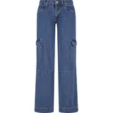 URBAN CLASSICS Ladies Low Waist Cargo Denim - Blau