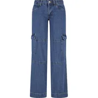 URBAN CLASSICS Ladies Low Waist Cargo Denim - Blau