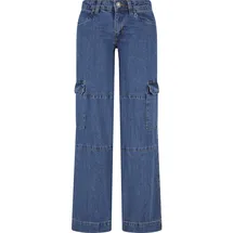 URBAN CLASSICS Ladies Low Waist Cargo Denim - Blau