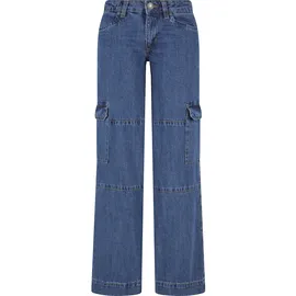 URBAN CLASSICS Ladies Low Waist Cargo Denim - Blau