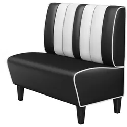 Dinerbank | Schwarz | B:H 100 x 103 cm | Leder | Gestreift | American Diner Sitzbank, American Dinerbank, American Diner Möbel
