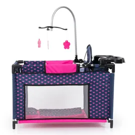 Bayer Design 62654AA Puppenbett mit Schrank, Hochstuhl, Mobile, Ablage, Bettdecke, Kissen, Kleiderbügel, Puppenzubehör