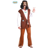 Fiestas GUiRCA Hippie Kostüm Herren Karneval, 70er Jahre Kostüm Herren ink. Hippy Stirnband - Größe L 52 – 54-60er Schlager Star Outfit, 70er Jahre Kostüm Erwachsene, Faschingskostüme Männer Hippie